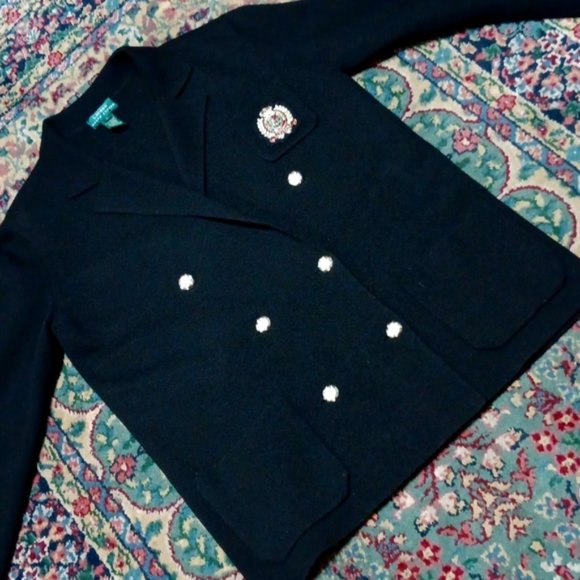 LAUREN RALPH LAUREN LADIES PURE MERINO WOOL CRESTED LUXURY BLAZER (HONG KONG) - Picture 10 of 17